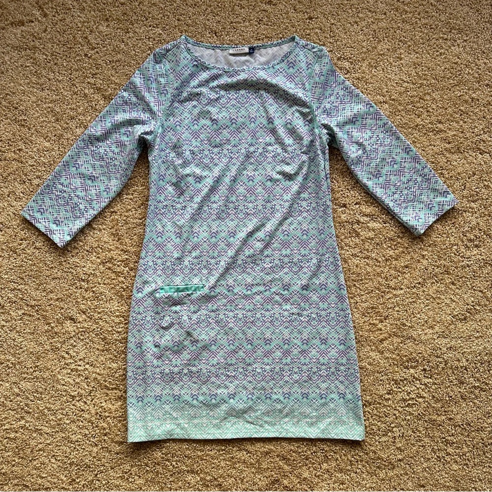 Cabana Life Aqua and Lavender Patterned Midi Dress - Picture 2 of 8